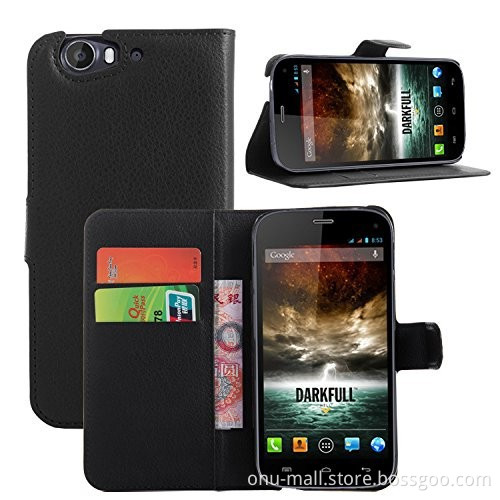 China Factory Magnetic Wallet Style Flip PU Leather Case for Wiko Darkfull Cover with Card Slots